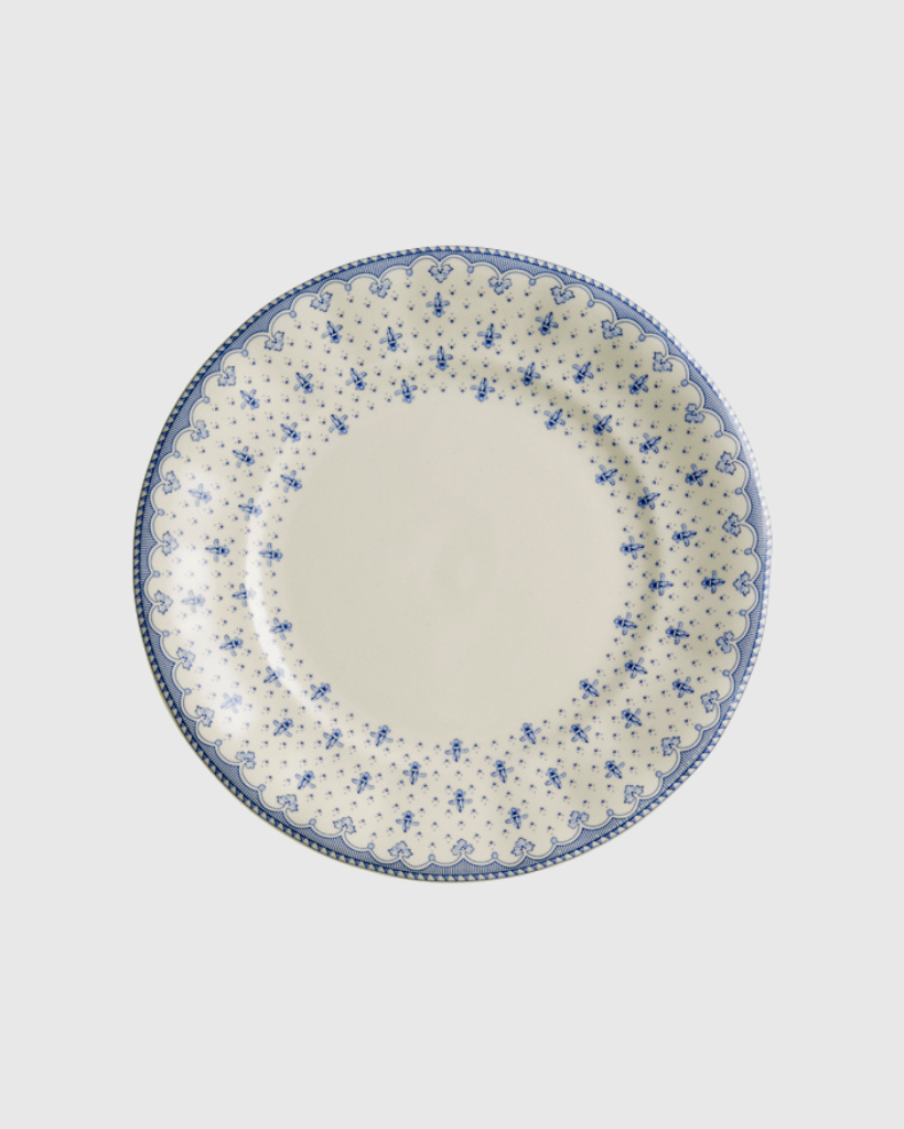 Dessert Plate Blue Fleur de Lis 6 Units