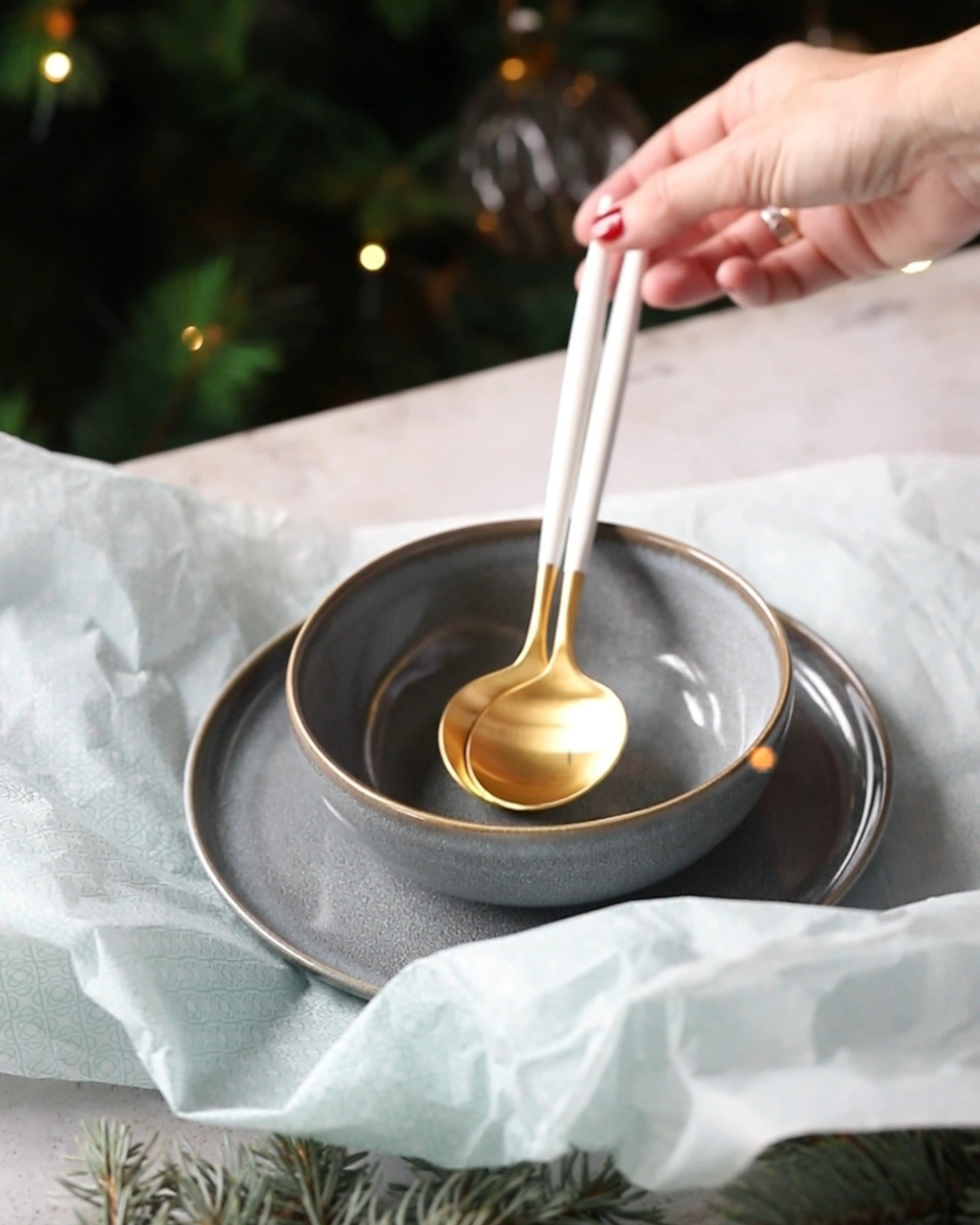 Couverts à salade Cutipol Goa White Gold