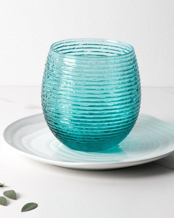 Ensemble de 6 verres Reeded Turquoise