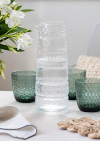 Set 6 verres Textures Olive + Carafe Clear