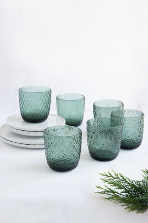 Ensemble de 6 verres Textures Olive Green