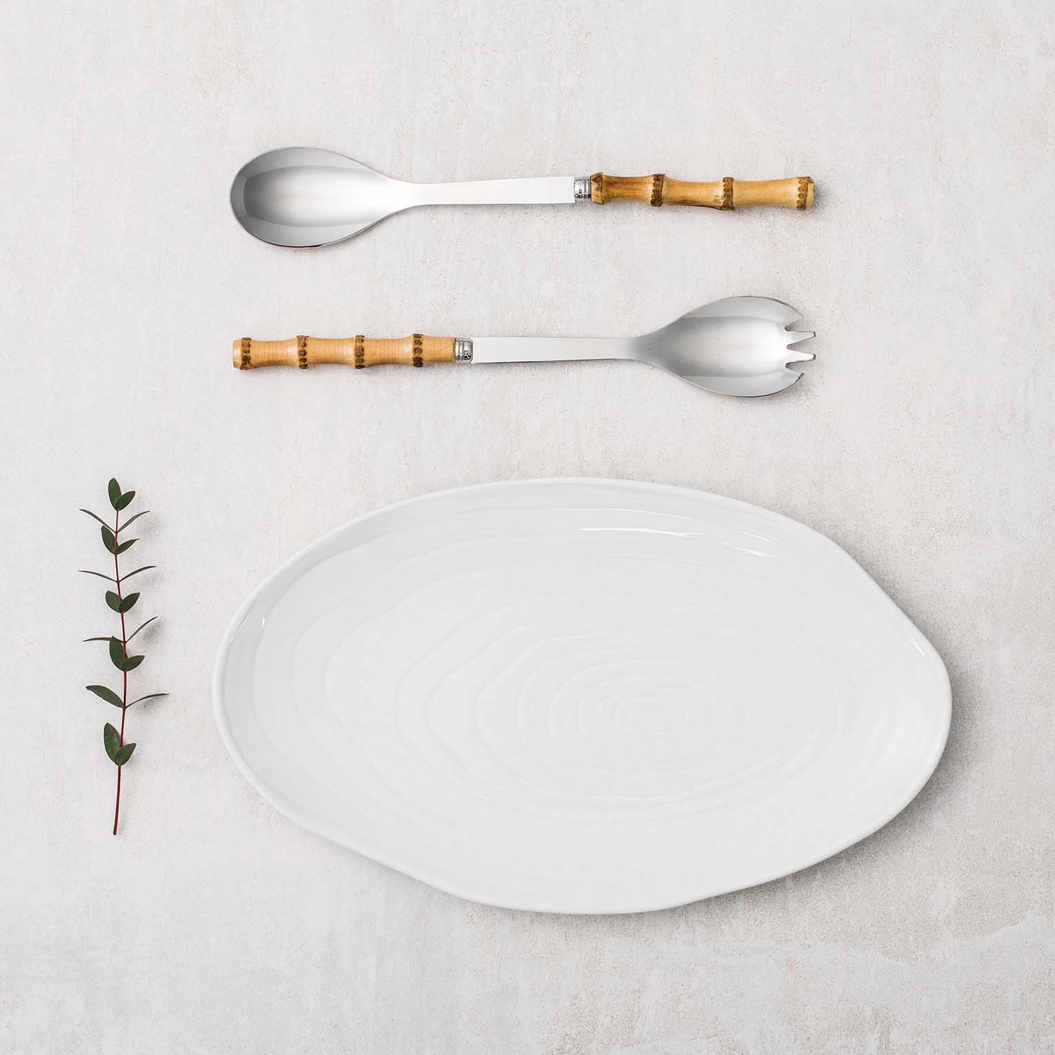 Assiette/Plat ovale Teak White