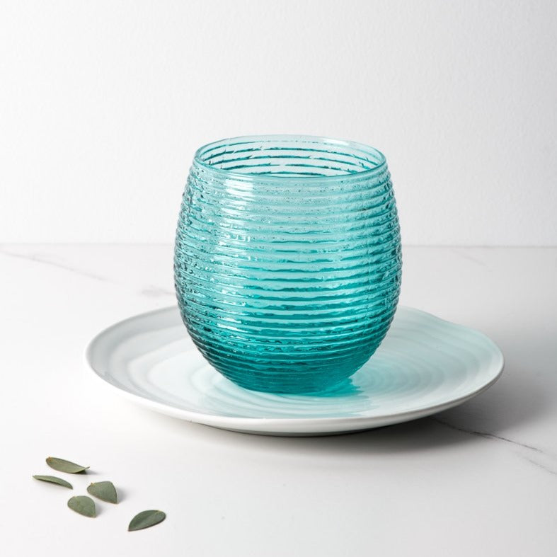 Ensemble de 6 verres Reeded Turquoise