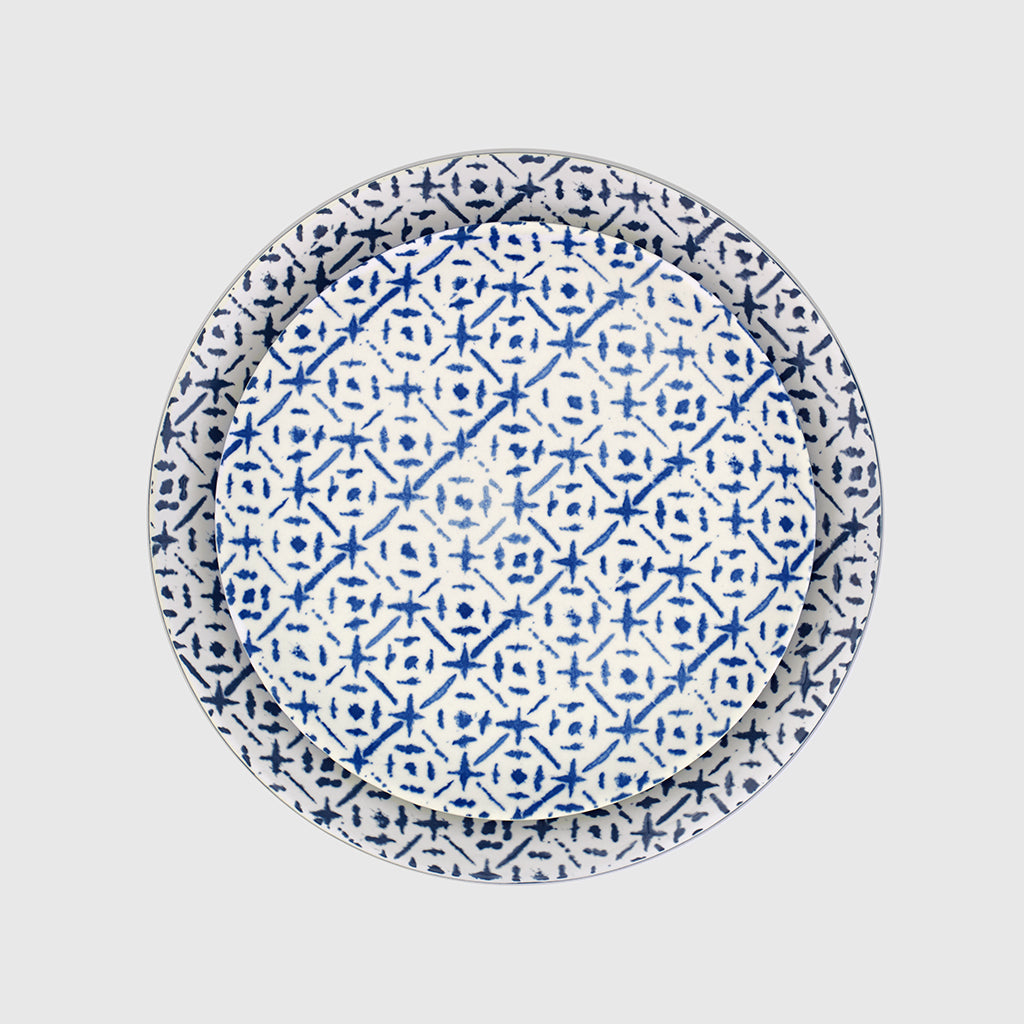Assiette Plate Indigo Tile